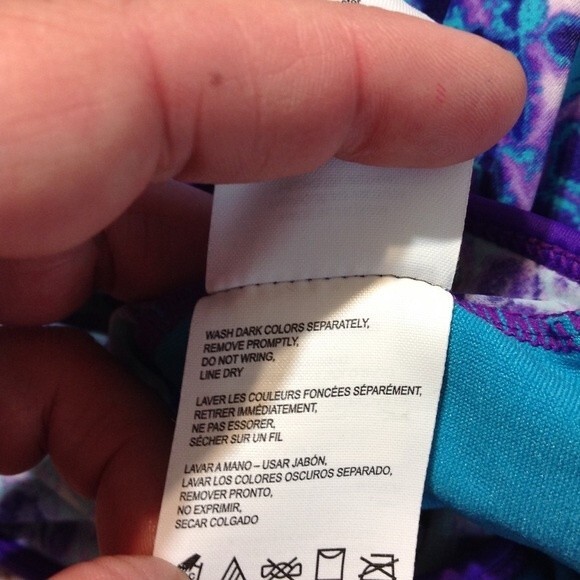 SPEEDO Girl's Size 8 Mermaid Tankini Bikini Top Swim Purple Green Watercolor - Picture 7 of 7